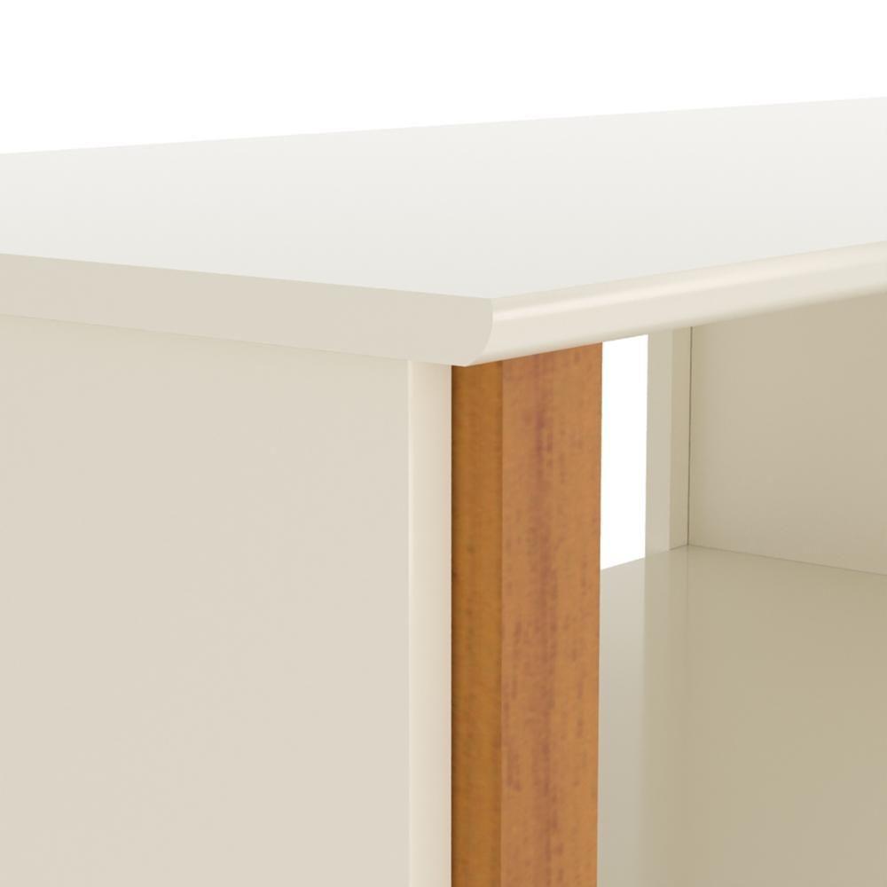 Rack Tv 32 Polegadas Com 3 Prateleiras E Painel 90cm Asteca - Off White E Cedro - 4