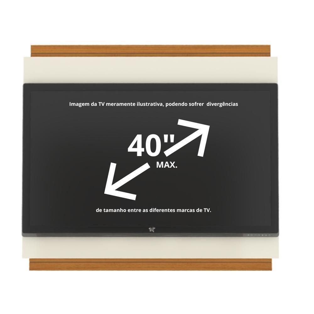 Rack Tv 32 Polegadas Com 3 Prateleiras E Painel 90cm Asteca - Off White E Cedro - 7