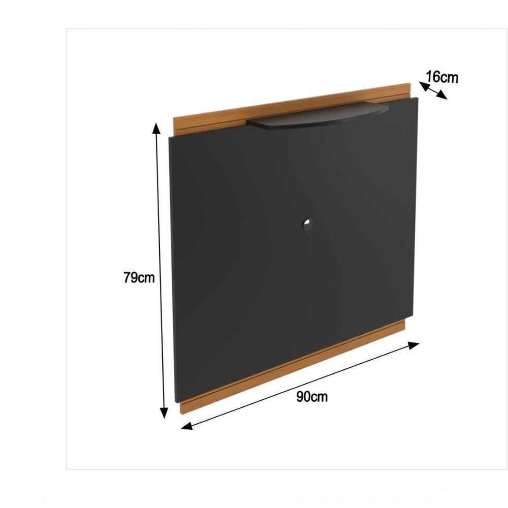 Rack Tv 32 Polegadas Com 3 Prateleiras E Painel 90cm Asteca - Preto E Cedro - 2