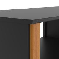 Rack Tv 32 Polegadas Com 3 Prateleiras E Painel 90cm Asteca - Preto E Cedro