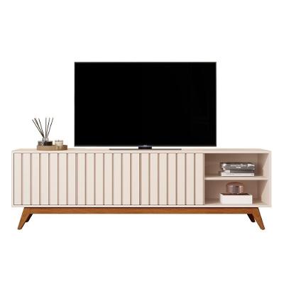 Rack Bancada Açai 180 Cm Tv Até 75 Com Pés Madeira Maciça Off White