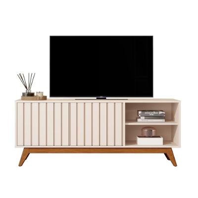 Rack Bancada Açai 140 Cm Tv Até 60 Com Pés Madeira Maciça Off White