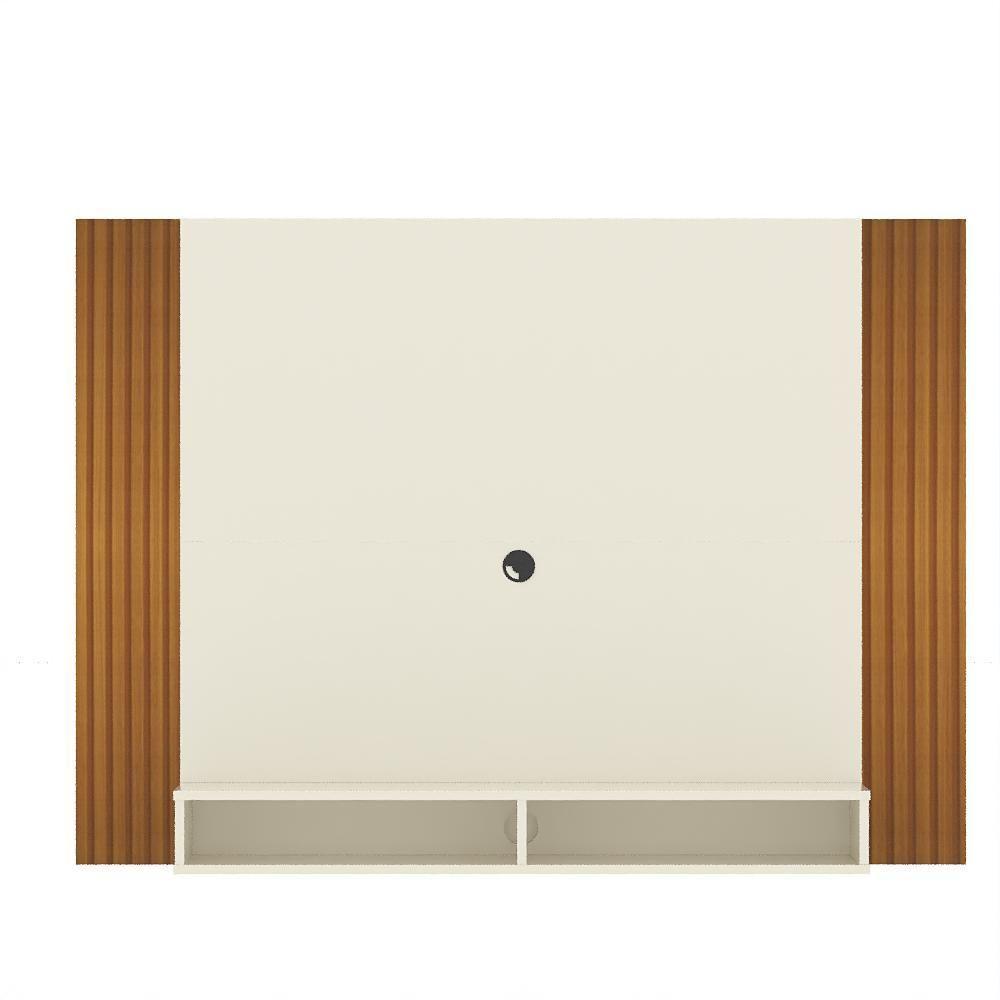 Painel Tv 43 Polegadas Suspenso Com Nichos Bonsai - Off White E Ripado Off White E Ripado - 5