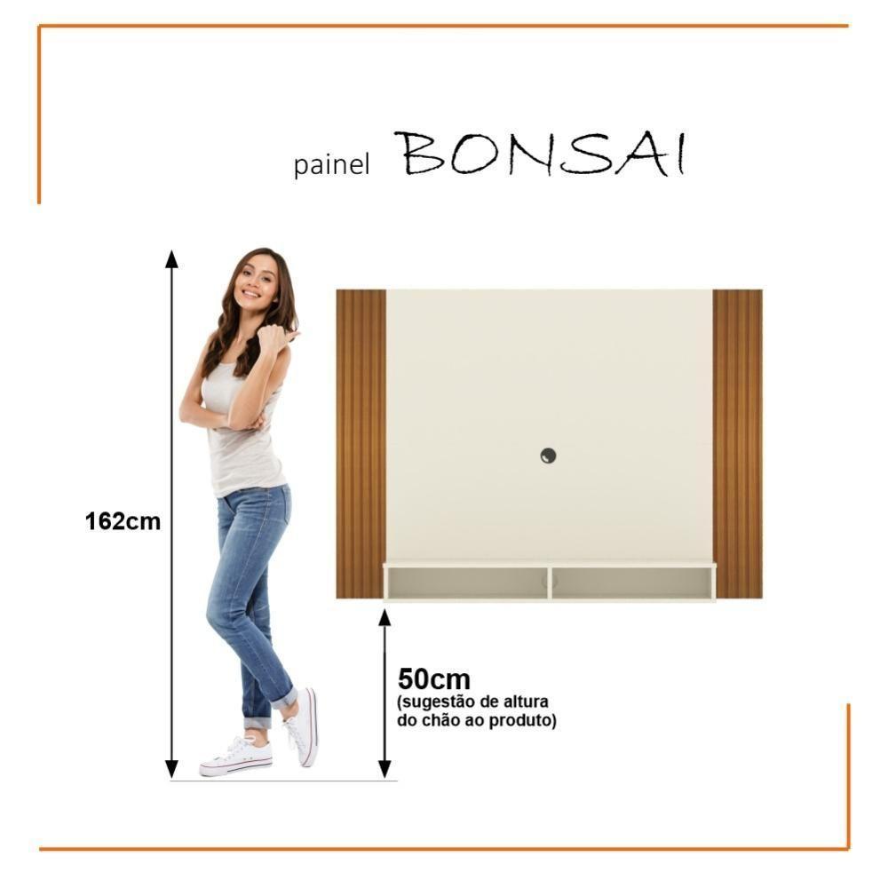 Painel Tv 43 Polegadas Suspenso Com Nichos Bonsai - Off White E Ripado Off White E Ripado - 7