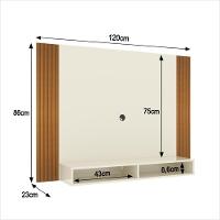 Painel Tv 43 Polegadas Suspenso Com Nichos Bonsai - Off White E Ripado Off White E Ripado - 2