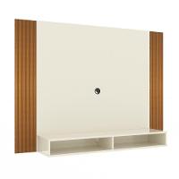 Painel Tv 43 Polegadas Suspenso Com Nichos Bonsai - Off White E Ripado Off White E Ripado