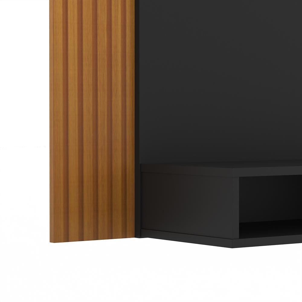 Painel Tv 43 Polegadas Suspenso Com Nichos Bonsai - Preto E Ripado Preto E Ripado - 3