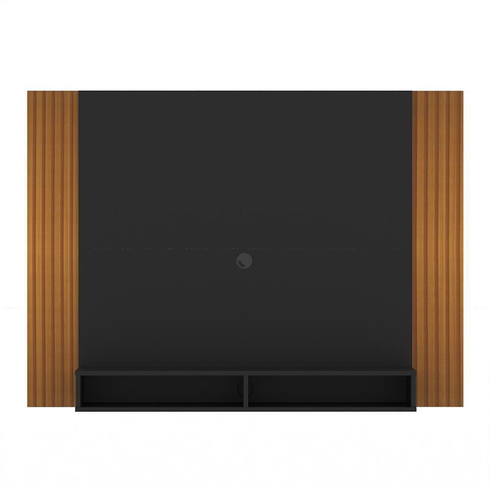 Painel Tv 43 Polegadas Suspenso Com Nichos Bonsai - Preto E Ripado Preto E Ripado - 5