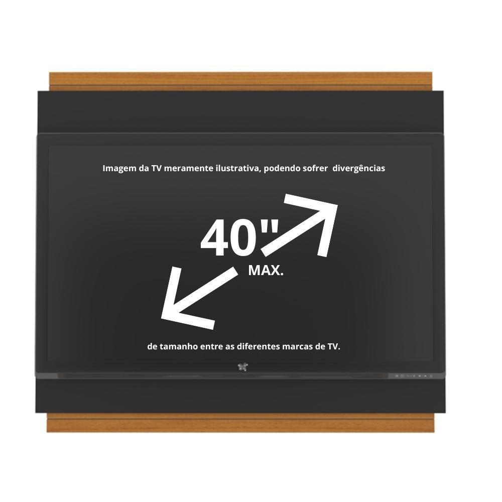 Painel Tv 32 Polegadas Com Prateleira Asteca - Preto E Cedro - 8