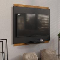 Painel Tv 32 Polegadas Com Prateleira Asteca - Preto E Cedro - 7