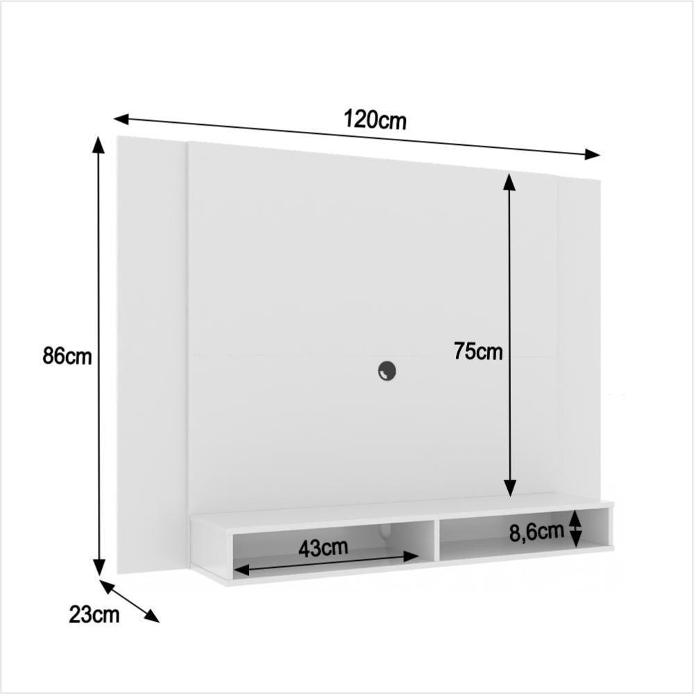Painel Tv 43 Polegadas Suspenso Com Nichos Bonsai - Branco - 2