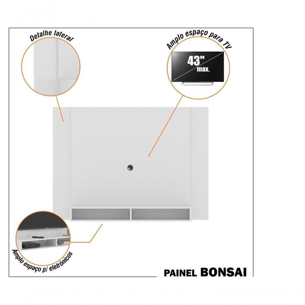 Painel Tv 43 Polegadas Suspenso Com Nichos Bonsai - Branco - 8