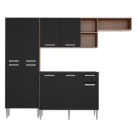 Cozinha Compacta Multimóveis Pequim Fg2933 Com Armário E Balcão Carvalho Avelã/preta - 10