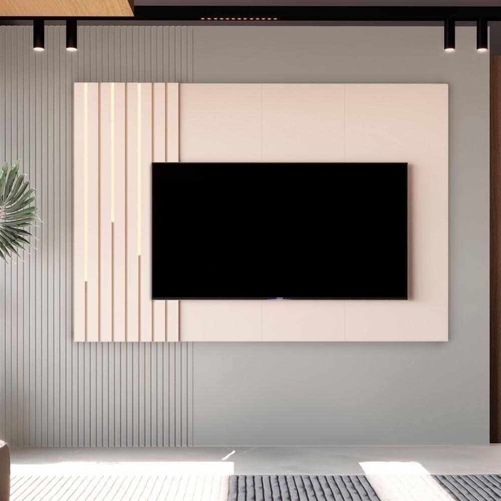 Painel Suspenso Boto 1.8 Com Led Sala Para Tv's Até 70 Pol Off White - 2