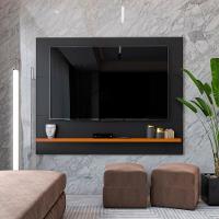 Painel Ripado Com Rack Tv 50 Polegadas 136cm Monaco - Preto E Cedro - 6