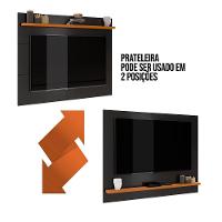 Painel Ripado Com Rack Tv 50 Polegadas 136cm Monaco - Preto E Cedro - 10