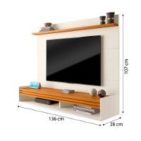 Painel Ripado Tv 55 Polegadas Com Nicho E Prateleira Ipanema - Off White E Cedro - 2