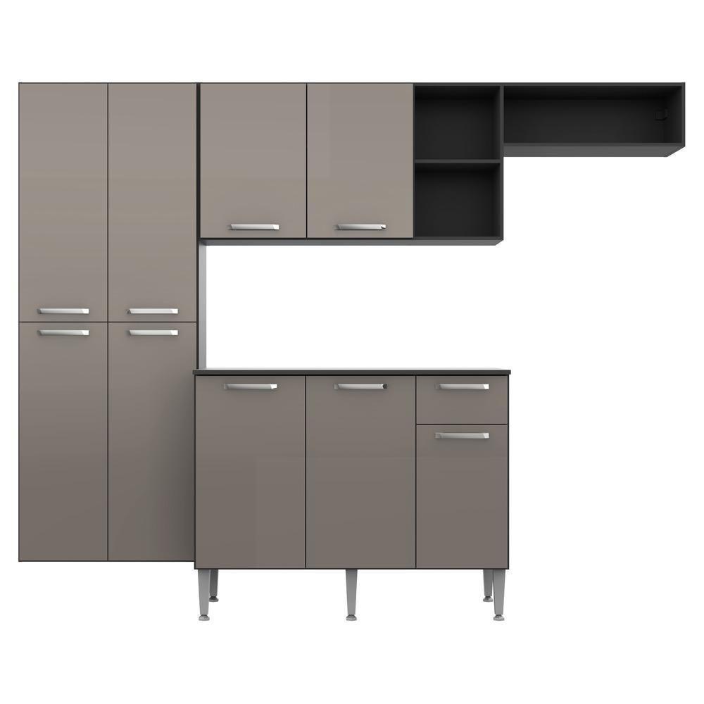 Cozinha Compacta Multimóveis Pequim Sun Fg3000 Com Armário E Balcão Preta/lacca Fumê - 7
