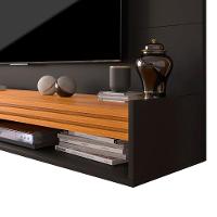 Painel Ripado Tv 55 Polegadas Com Nicho E Prateleira Ipanema - Preto E Cedro - 3