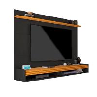 Painel Ripado Tv 55 Polegadas Com Nicho E Prateleira Ipanema - Preto E Cedro - 5