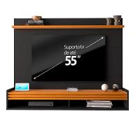 Painel Ripado Tv 55 Polegadas Com Nicho E Prateleira Ipanema - Preto E Cedro - 7