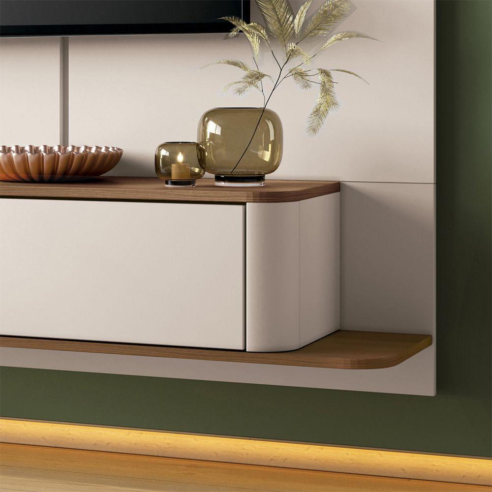 Painel Home Suspenso Ideal Para Tv Até 70 Polegadas Concept Design Moderno Off-white/amadeirado - 5