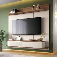 Painel Home Suspenso Ideal Para Tv Até 70 Polegadas Concept Design Moderno Off-white/amadeirado - 2