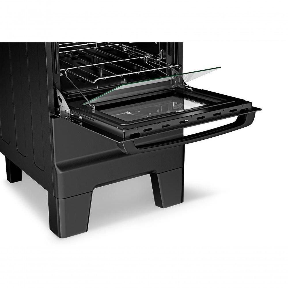 Fogão A Gás Mesa Inox Tampa De Vidro Forno 50L Esmaltec Ideal Master Preto 4 Bocas Bivolt - 4