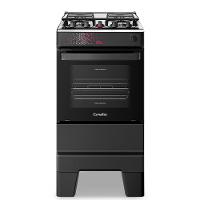 Fogão A Gás Mesa Inox Tampa De Vidro Forno 50L Esmaltec Ideal Master Preto 4 Bocas Bivolt - 2