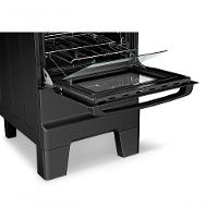 Fogão A Gás Mesa Inox Tampa De Vidro Forno 50L Esmaltec Ideal Master Preto 4 Bocas Bivolt