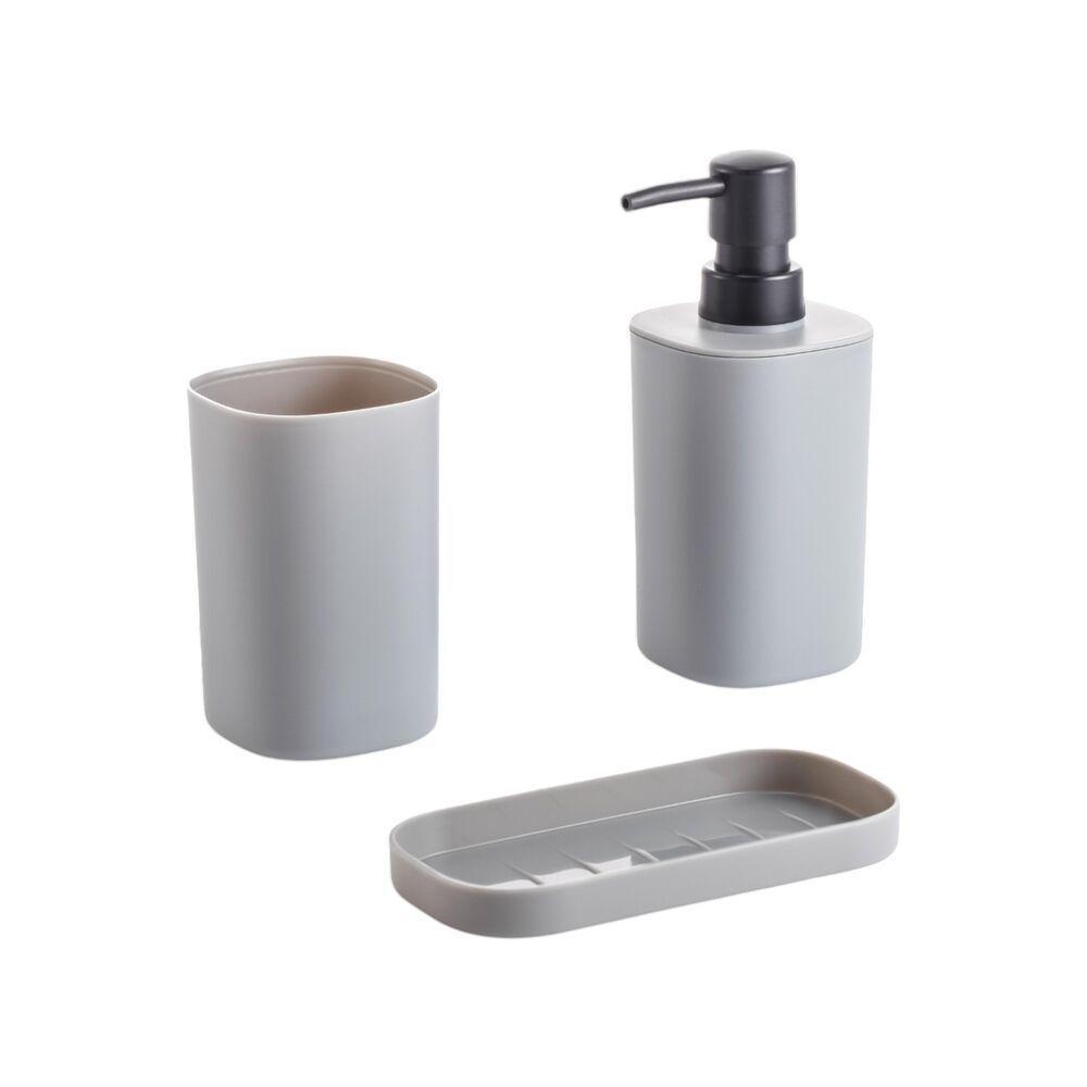 Conjunto Elegante De 3 Peças Quadradas Para Banheiro Em Cinza Moderno - 2