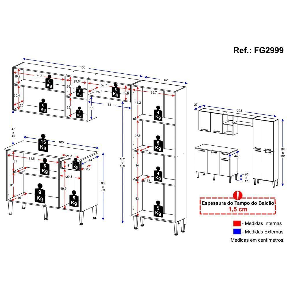Cozinha Compacta Multimóveis Pequim Up Fg2999 Com Armário E Balcão Preta - 4