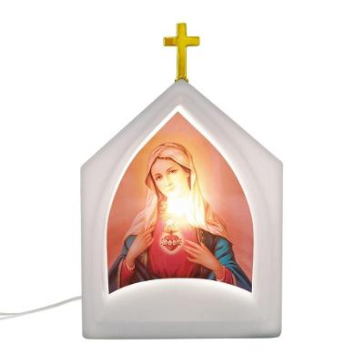 Oratório Iluminado Do Sagrado Coração De Maria Com Detalhes Artísticos