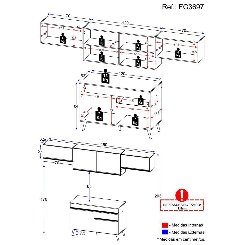 Cozinha Compacta Multimóveis Veneza Gb Fg3697 Com Armário E Balcão Preta - 8