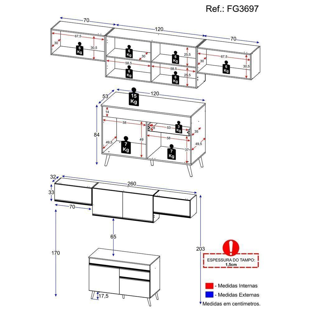 Cozinha Compacta Multimóveis Veneza Gb Fg3697 Com Armário E Balcão Preta - 9