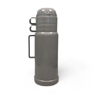 Conjunto Térmico Elegante Com Garrafa 1l E 2 Xícaras - Cor Fendi - Ideal Para Bebidas Quentes E Frias