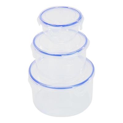 Conjunto De 3 Potes Plásticos Redondos Com Tampa E Fecho Seguro Para Armazenamento