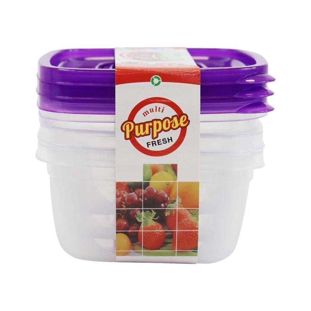 Conjunto De 3 Potes Plásticos Quadrados Com Tampa - Cores Variadas - 4