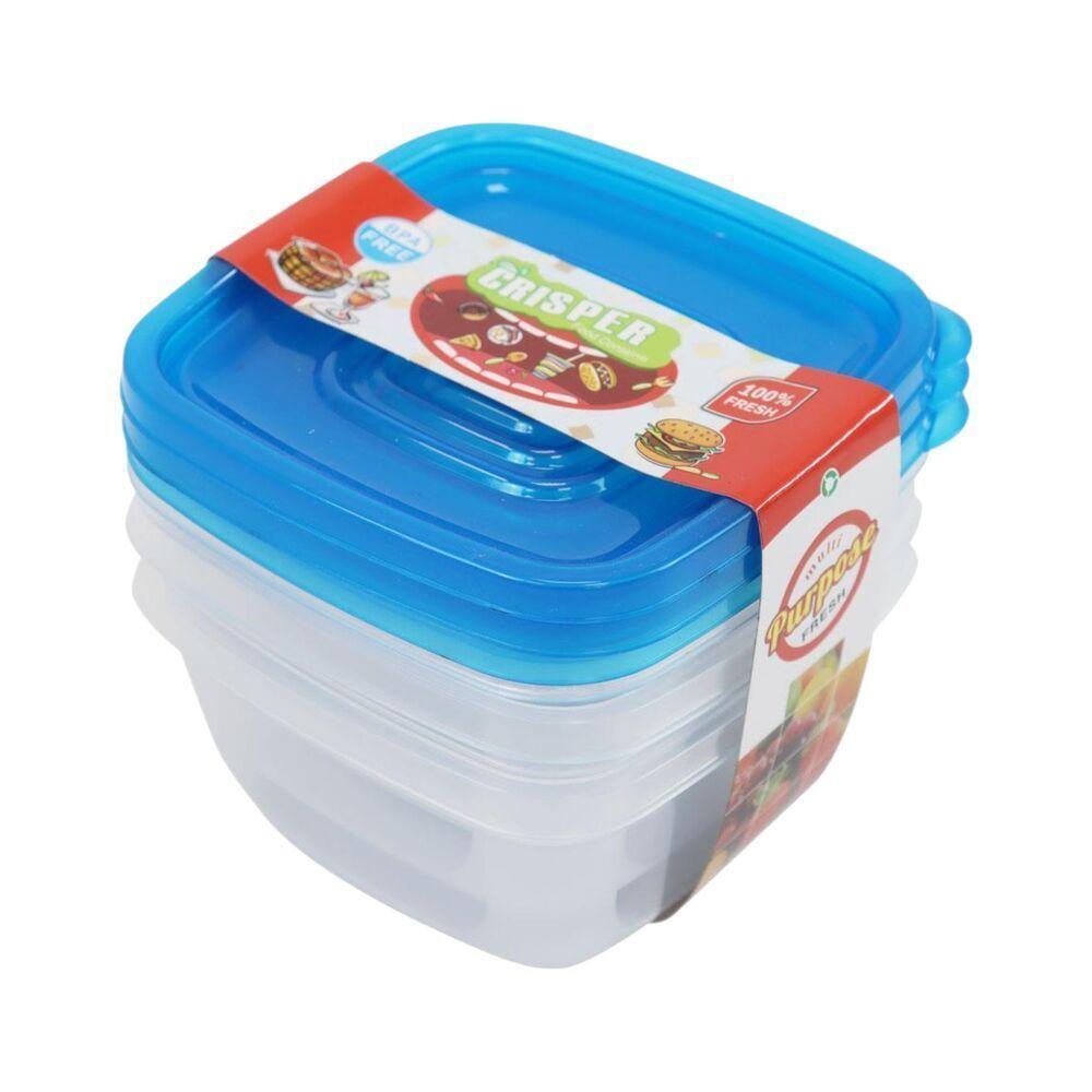 Conjunto De 3 Potes Plásticos Quadrados Com Tampa - Cores Variadas - 5