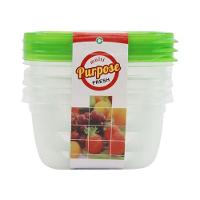 Conjunto De 3 Potes Plásticos Quadrados Com Tampa - Cores Variadas - 2