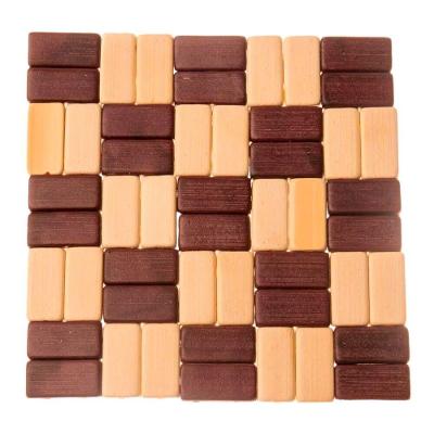 Protetor De Mesa De Bamboo Xadrez 16x16cm Alta Resistência