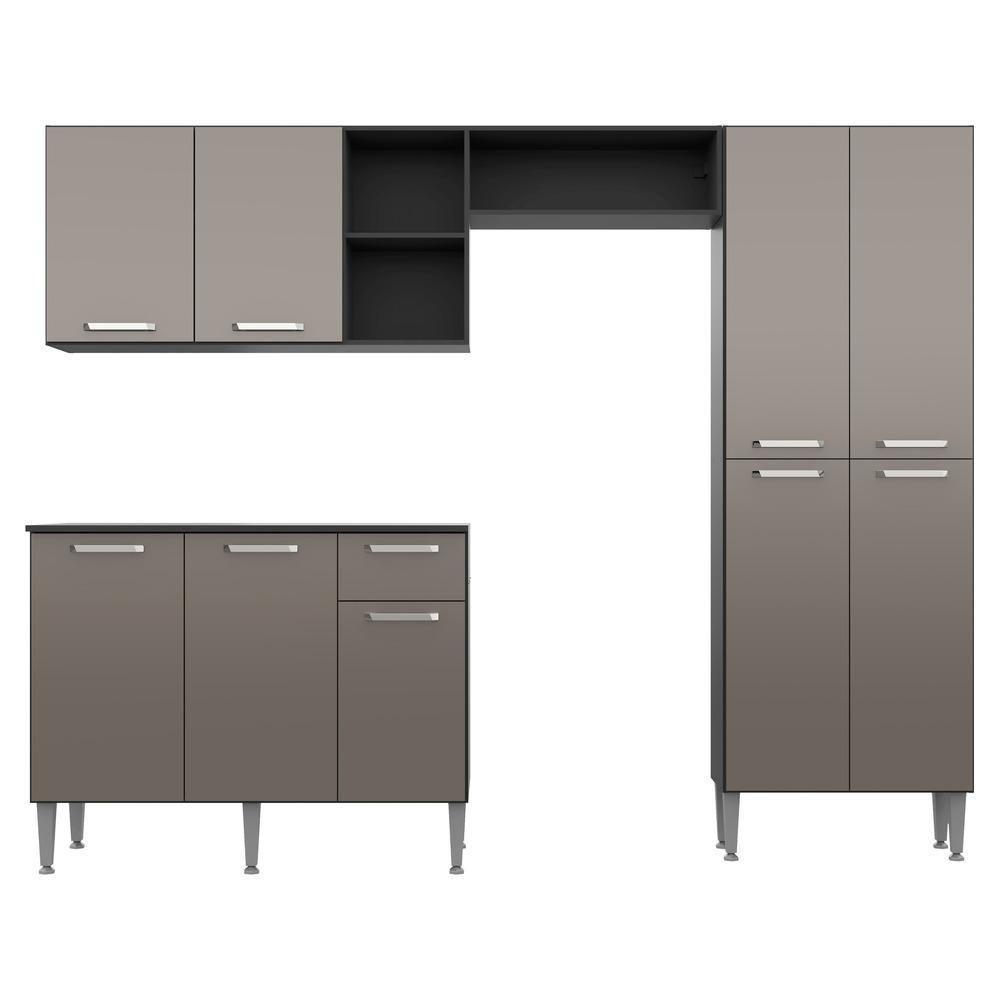 Cozinha Compacta Multimóveis Pequim Up Fg2999 Com Armário E Balcão Preta/lacca Fumê - 8