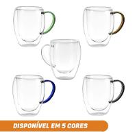 Conjunto De 2 Xícaras Em Vidro Borossilicato Com Parede Dupla 350ml Transparente - 2