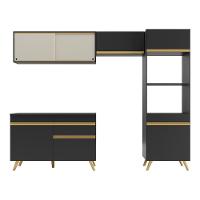 Cozinha Compacta Multimóveis Veneza Gb Fg3692 Com Armário E Balcão Preta - 5