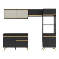 Cozinha Compacta Multimóveis Veneza Gb Fg3692 Com Armário E Balcão Preta - 6