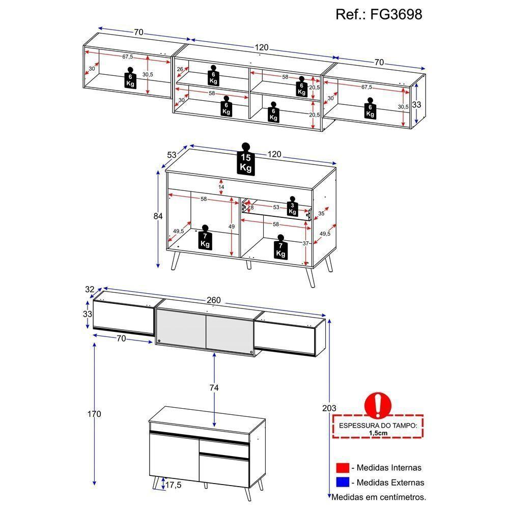 Cozinha Compacta Multimóveis Veneza Gb Fg3698 Com Armário E Balcão Preta - 8