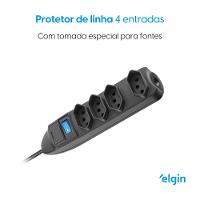 Protetor De Linha 4 Tomadas 2P +T Fusível Chave Liga/Desliga 1,5m - 2