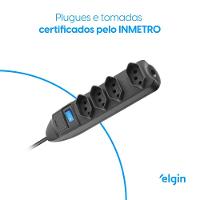 Protetor De Linha 4 Tomadas 2P +T Fusível Chave Liga/Desliga 1,5m - 5