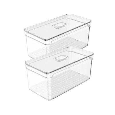 Conjunto De 2 Organizadores Acrílicos Com Tampa Para Geladeira 5l Clear Fresh