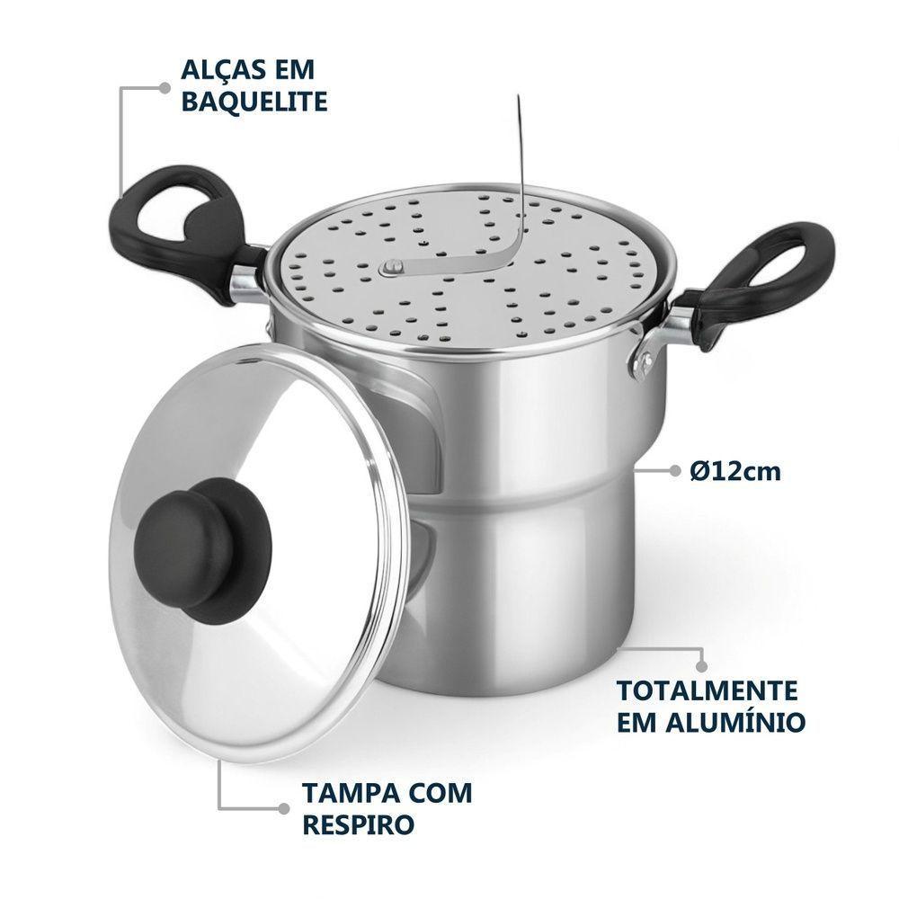 Cuscuzeira Alumínio ø12cm Porção Individual Alça Baquelite - 3